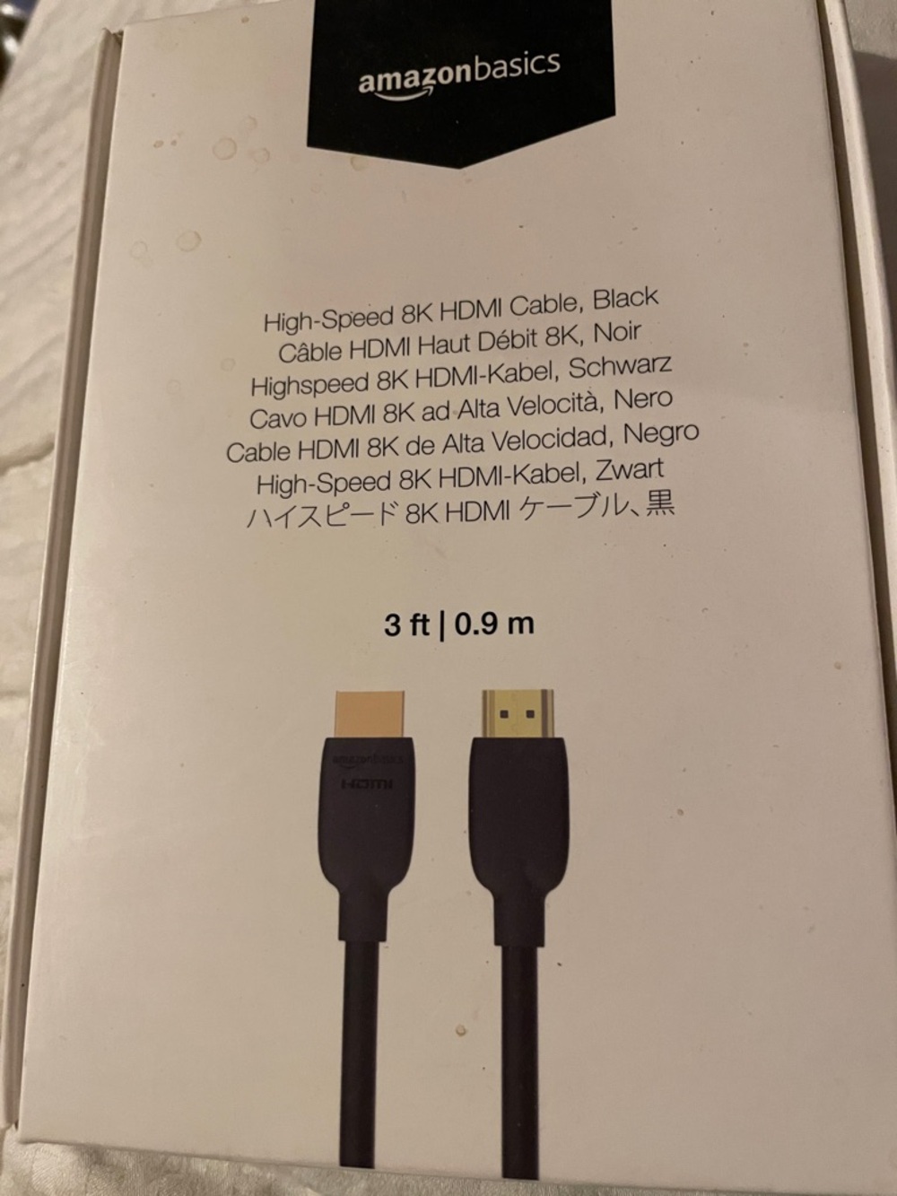 AmazonBasics High-Speed 8K HDMI Cable - Black (3 ft / 0.9 m)